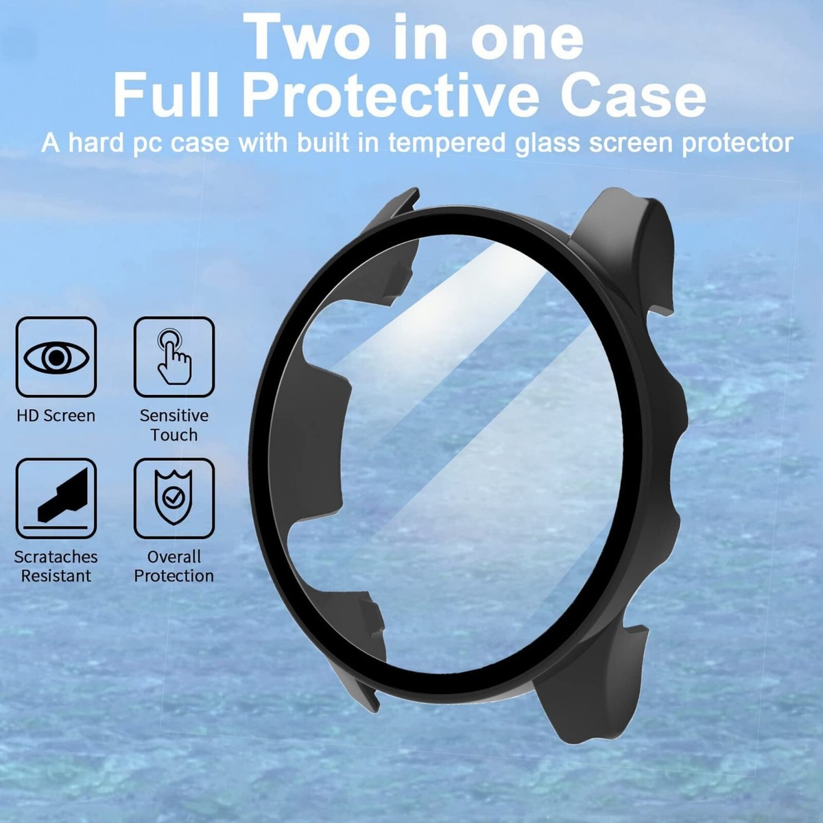 For Garmin Forerunner 265 265S 965 970 570 Case Glass Cover Screen Protector