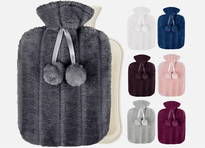2L Luxury Hot Water Bottles With Cover Soft Fluffy High Quality Rubber Faux Fur