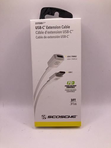 Scosche ExtendIt USB Type-C Female to USB Type-C Male Extension 3Ft New Open Box