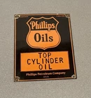 VINTAGE PHILLIPS 12” PORCELAIN SIGN CAR GAS TRUCK GASOLINE