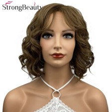 StrongBeauty Short Wavy Synthetic Wigs with Irregular Part Women Wig Heat Ok
