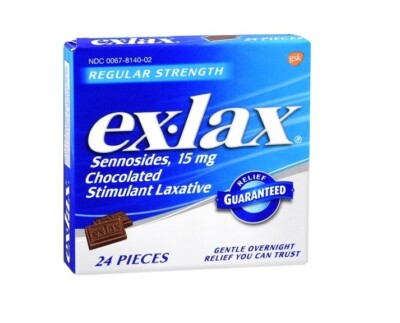 SM Ex-Lax Pieces Regular Strength15 mg Chocolated StimulantLaxative 24ct(3 Pack)