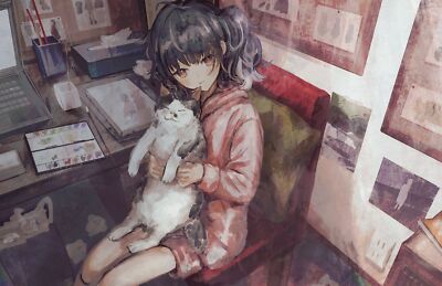 Anime Girls Original Characters Cats  Gaming Mat Desk 41541