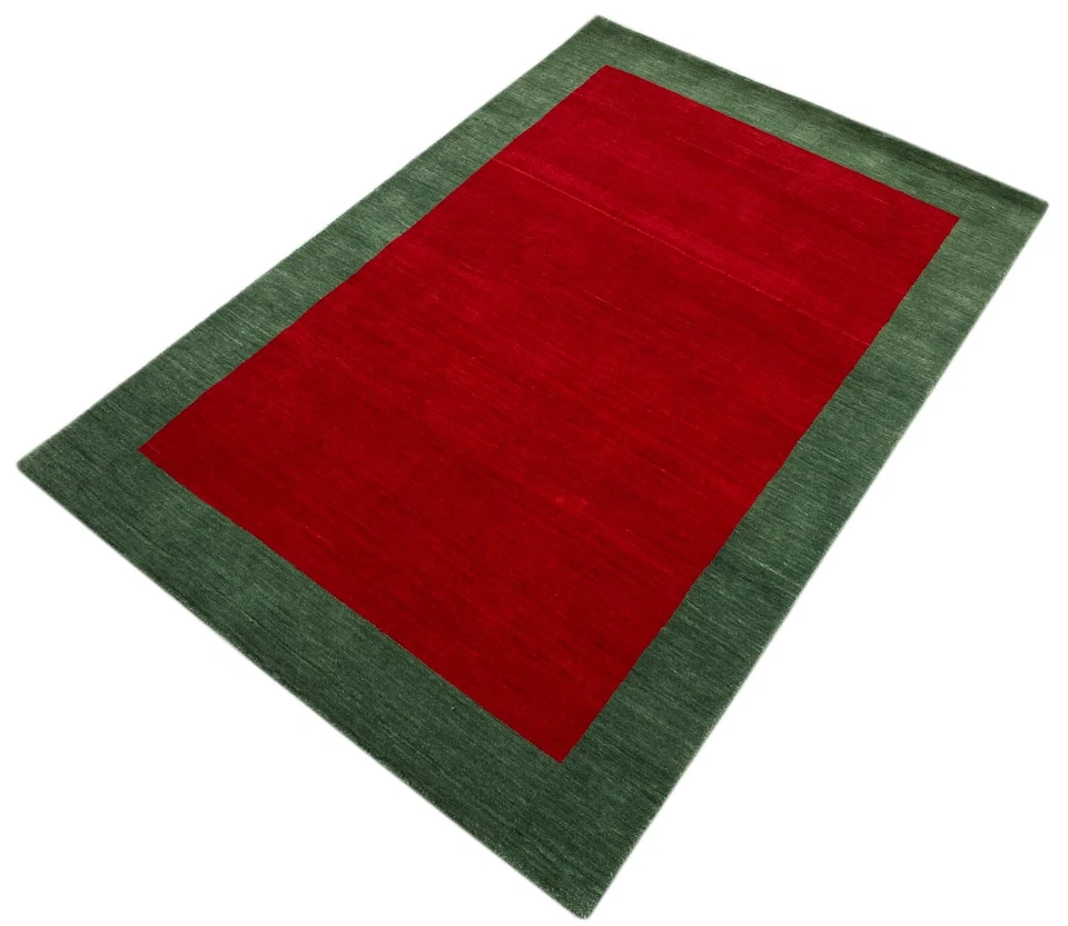 Rouge Vert Tapis 100% Laine Gabbeh 120x180 CM Tissé à la Main Accueil Déco WR154 - Photo 3/4
