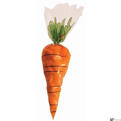Carrot Printed Treat Bags Plastic Cello Bags, 15 CT, 11'', Orange Clear Green