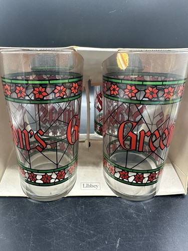 Vintage Libby NIB 12.5 Oz Seasons Greetings Set If Four Glass Tumblers - Picture 5 of 7