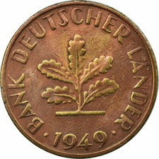 #721793 M&uuml;nze, Bundesrepublik Deutschland, 10 Pfennig, 1949, Hamburg, SS, Bras