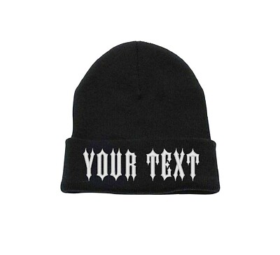 Custom Embroidered Beanie - Personalized Text Ski Toboggan Knit Cuffed Beanies