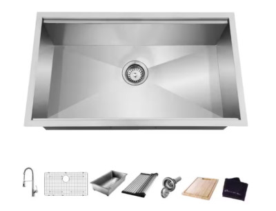Glacier Bay Zero Radius 27'' Undermount  18 Gauge Stainless Steel With Faucet