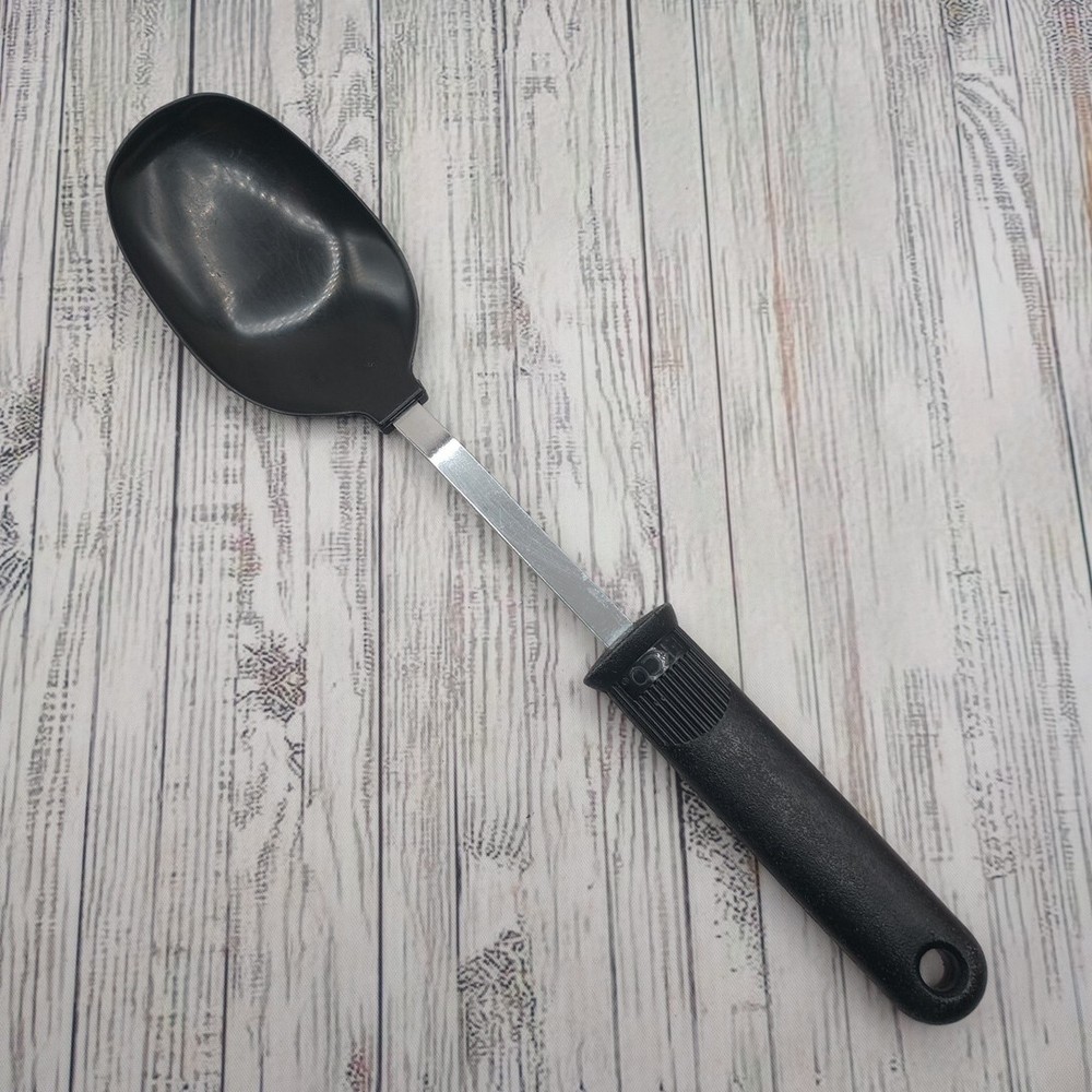 Vintage Ekco Nylon Solid Basting Serving Spoon Black Ribbed Plastic Handle