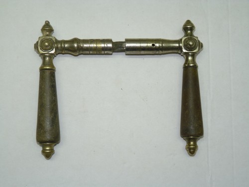 Paar Türdrücker / Türgriffe Gründerzeit (1) - Messing / Horn oder Holz - Bild 2 von 4