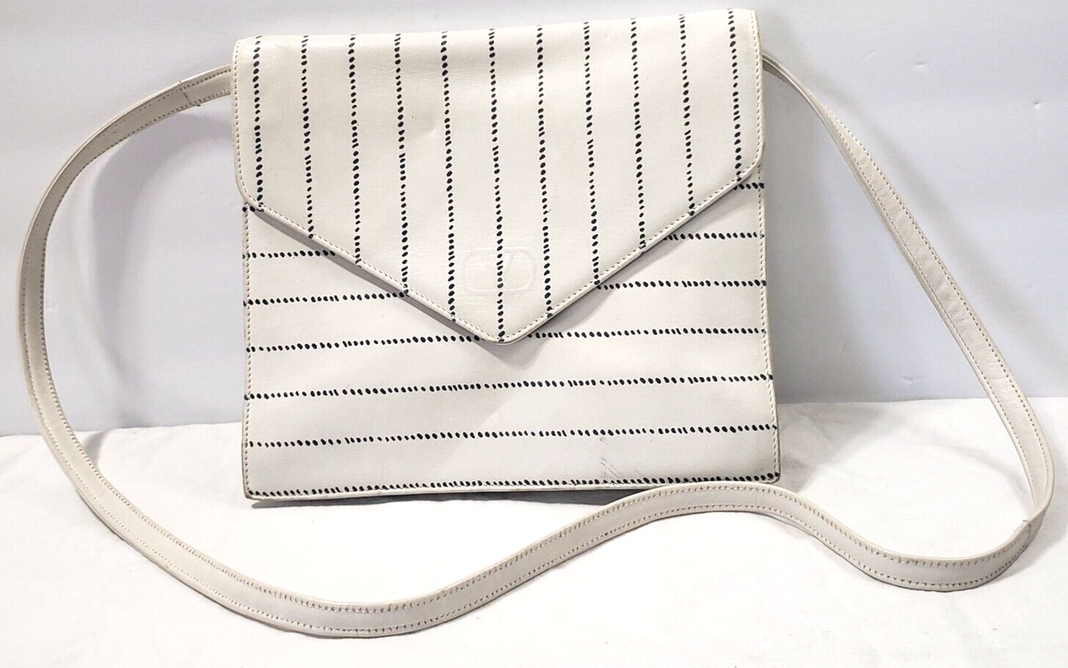 Vintage VALENTINO GARAVANI Off- White & Blue Shoulder Bag Handbag 