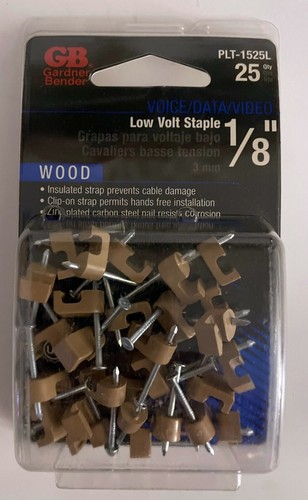 LOT OF 250 GARDNER BENDER WOOD 1/8" LOW VOLTAGE STAPLES 10 PKS OF 25 PLT-1525L - Picture 4 of 5