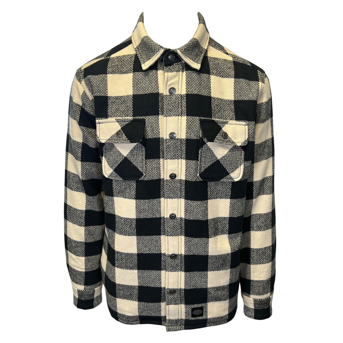 Harley-Davidson Men's Cream & Black Plaid Shirt Jacket Harley-Davidson Men's Cream & Black Plaid Shirt Jacket