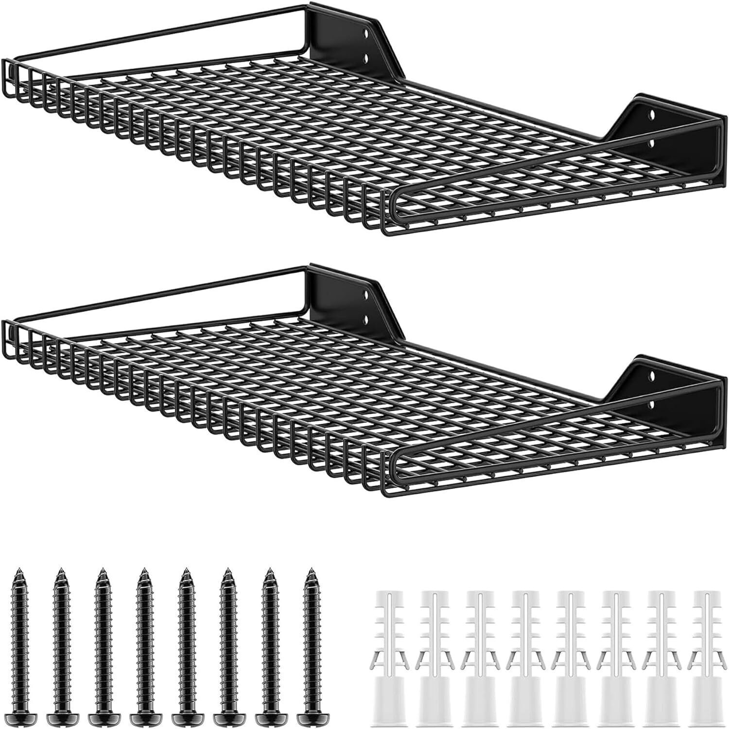 2 Pack Storage Shelves Shelving Heavy Duty Garage Closet Wall Mounted Black New