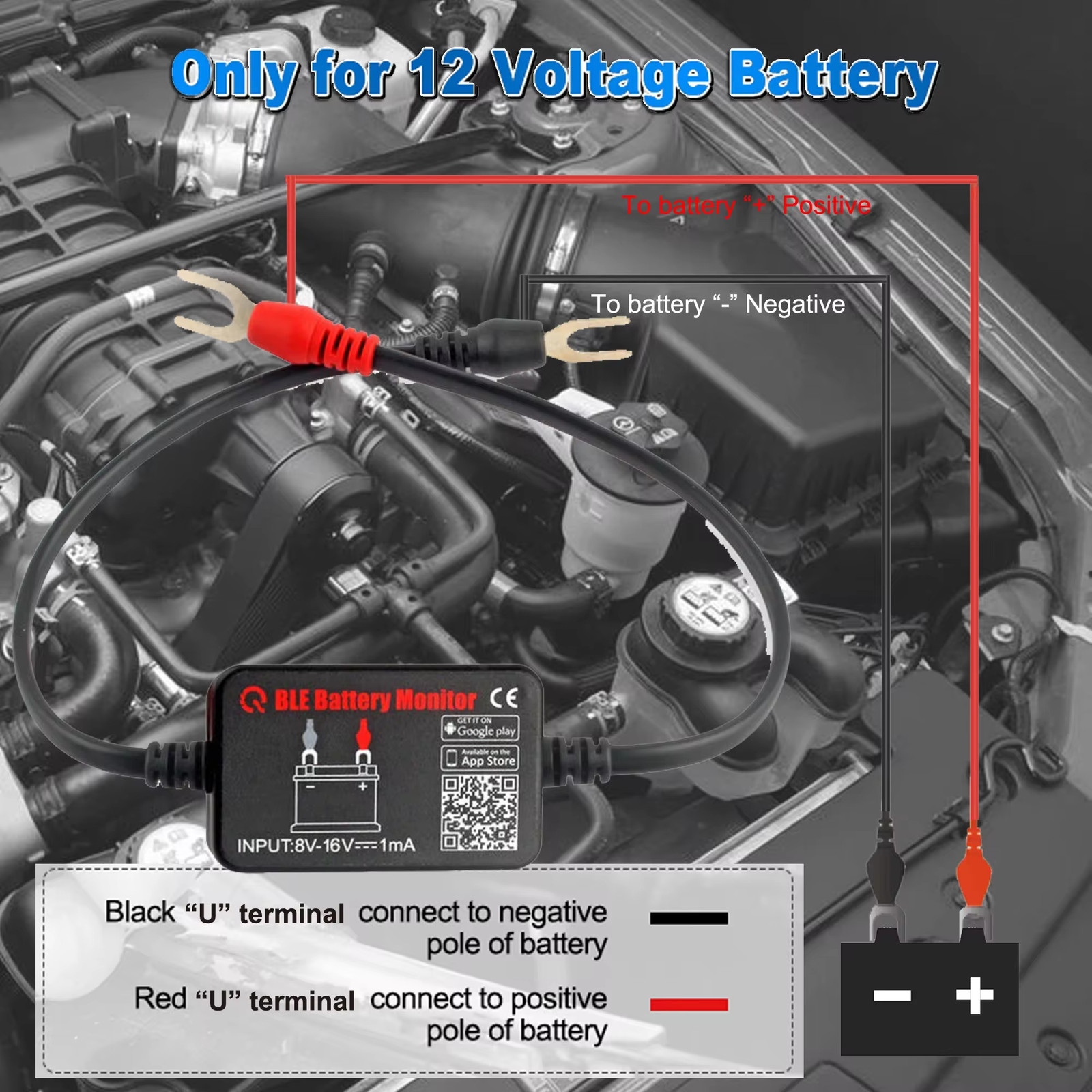 QUICKLYNKS 12V Car Bluetooth Battery Tester Charging Cranking Test Analyzer IOS