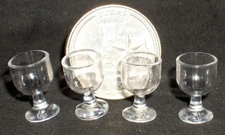 Beverage Glasses Glass Curved Set 4 1:12 Dollhouse Miniature Alcohol #G8565