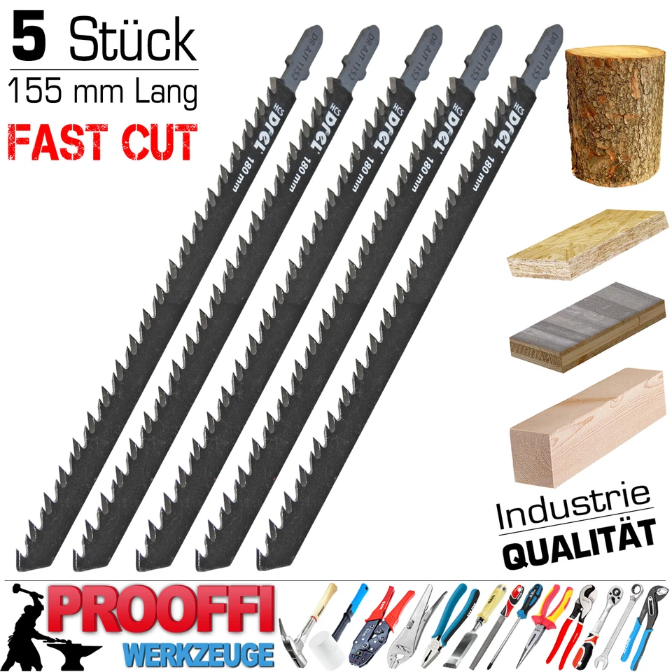 5 x Fast Cut Premium Stichsägeblatt Stichsäge 180mm T-Schaft Für Bosch Aufnahme - Bild 2 von 4
