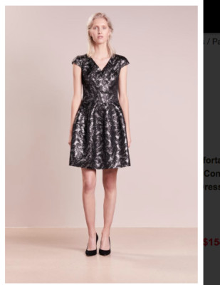 Hugo Boss Konelly Metallic Cap Sleeve Fit Flare Dress 10 Us 14 Uk Ebay