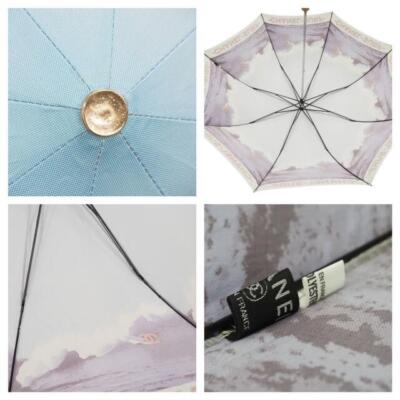 CHANEL Folding Umbrella Surfline Vintage 545g White Blue | eBay