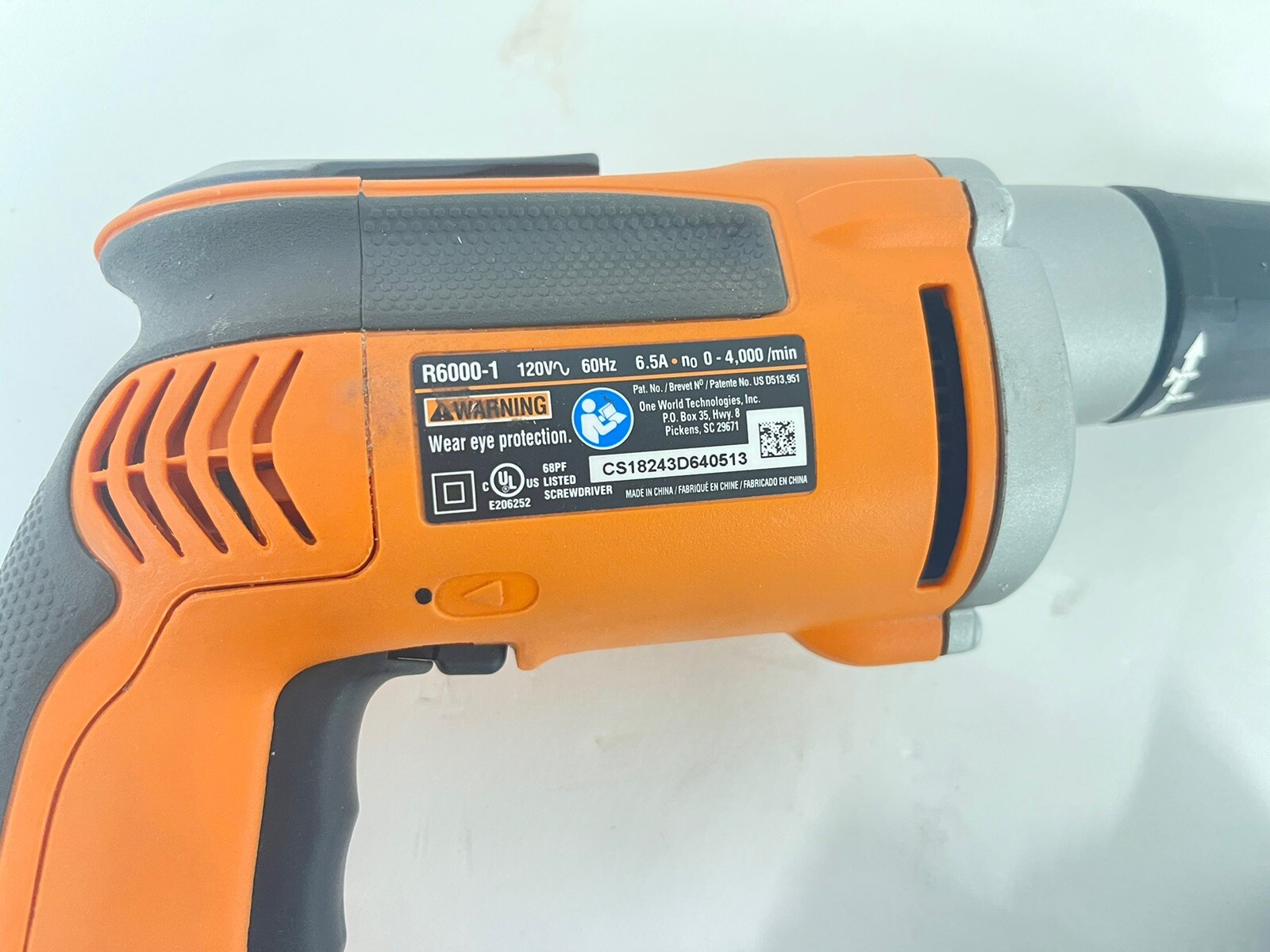 R60001 RIDGID 6.5 Amp Corded Heavy Duty VSR Drywall Screw Gun (Parts