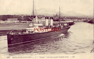 FRANCE. BOULOGNE-SUR-MER - L' ''INVICTA'' RENTRANT AU PORT A MAREE BASSE