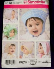 Simplicity Pattern 3840 Baby Bonnets - Factory Folded 6 Styles
