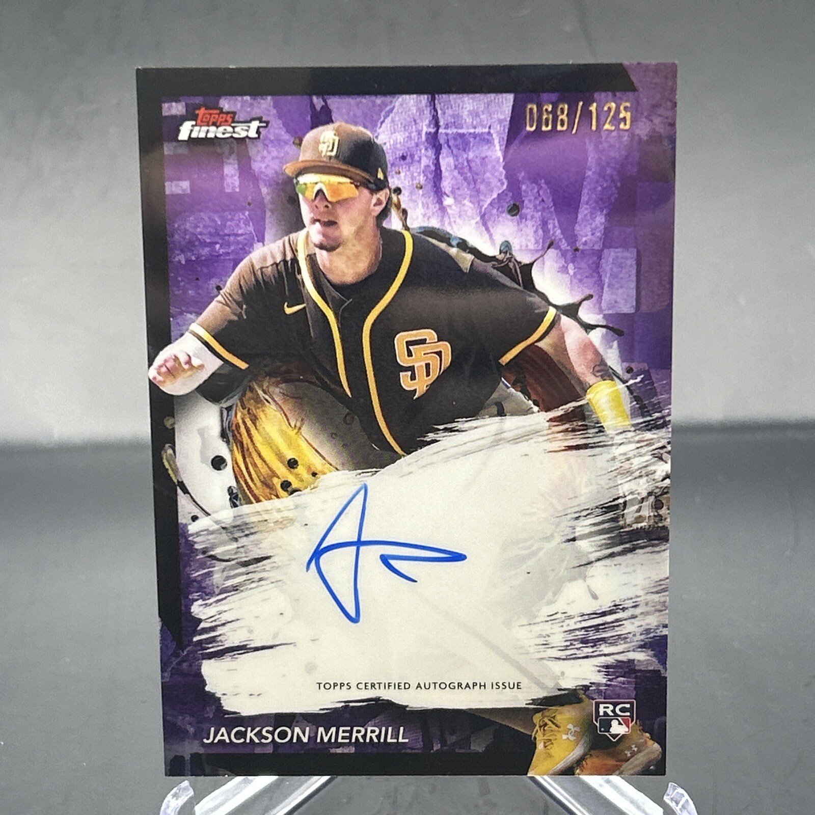 2024 Topps Finest Jackson Merrill Purple Refractor Rookie Auto #68/125 Rc