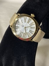 Premier Designs Womens Analog Quartz Watch Gold Tone Roman Mother Pearl Leather