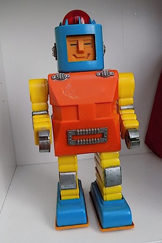 Vintage Plastic Battery-Operated Zot Astronaut Robot, Hong Kong, VG Cond.