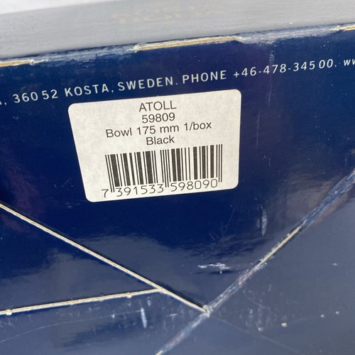 Kosta Boda ATOLL BLACK 6.75” Bowl Swirl Design by Anna Ehrner SWEDEN In Box - Picture 11 of 11