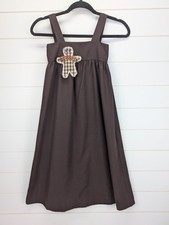 Vintage Chocolate Soup Gingerbread Dress Girls Size 4 Brown Holiday Jumper Plaid