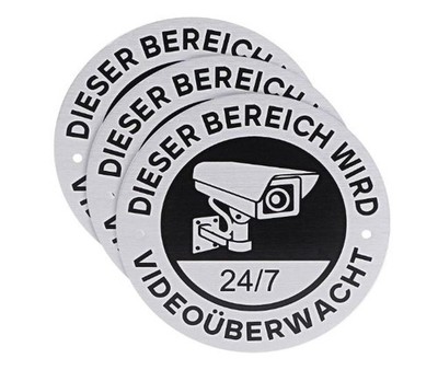 3 x Schild Videoüberwachung Privatgrundstück,Rotundität Achtung Videoüberwacht S