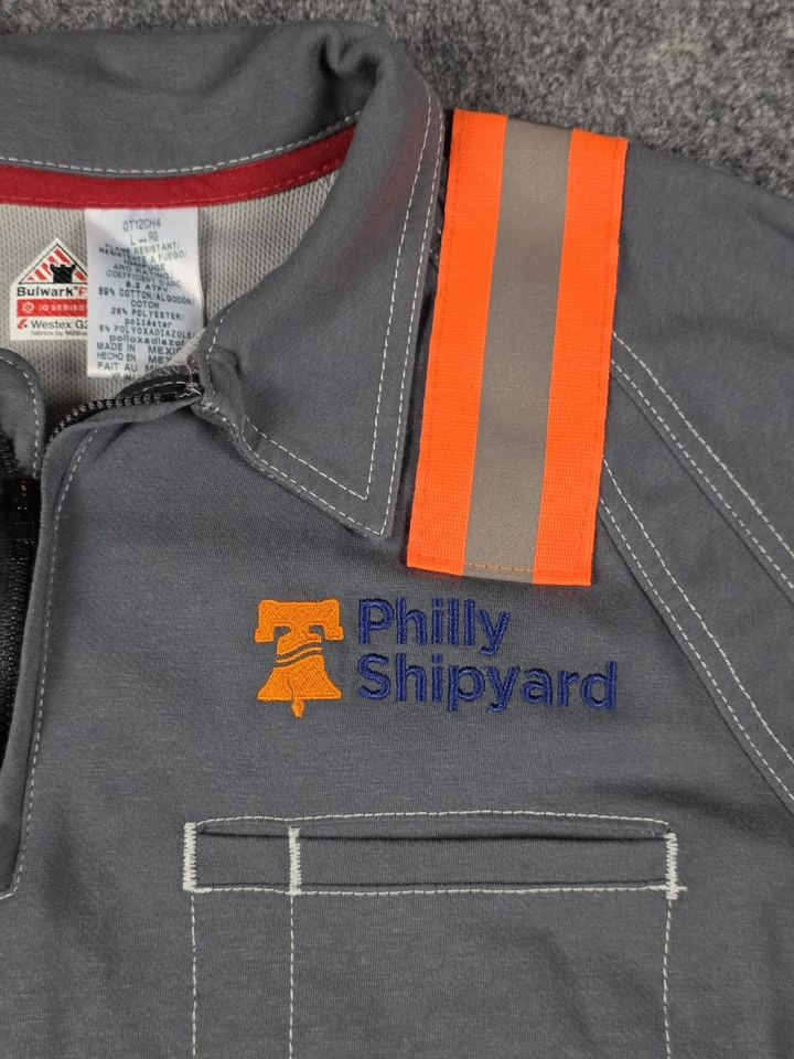 Bulwark FR Shirt Mens Large Gray Embroidered Flame Resistant Workwear - Image 2 of 4