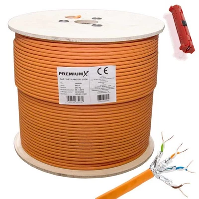 PremiumX 500 m cavo di rete CAT 7 cavo LAN cavo dati Ethernet cavo di installazione