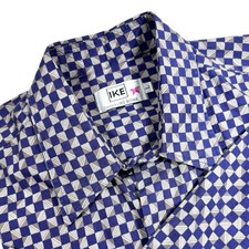 IKE by Ike Behar Shirt Mens L Blue Geometric Pattern Button Up Made in USA