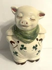 Vintage MCM 1940s-  SHAWNEE POTTERY SMILEY Pig Shamrock Cookie Jar  11.25”
