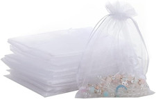 100PCS White Organza Gift Bags - 4x6 inch, Sheer Organza Wedding Favor Bags with