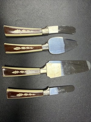 4 Regent Sheffield Stainless England Cheese Knife Server Spreader Nostalgic Vtg