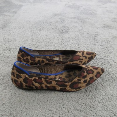 Rothy's The Point Shoes Womens Size 8 Leopard Knit Flats Pointed Toe Washable