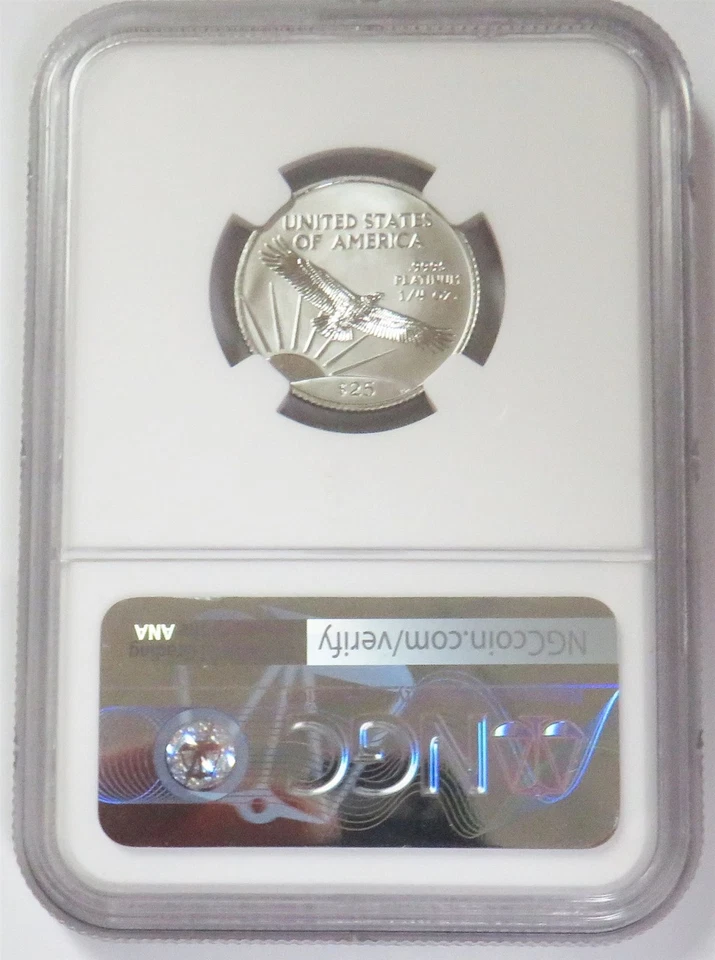 1997 PLATINUM AMERICAN EAGLE 1/4oz STATUE OF LIBERTY NGC MS 69 - Image 2 of 2