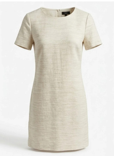 Theory Women’s Ivory Shift Dress Size L Short Sleeve NWT $375
