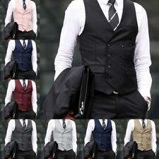 Slim Fit Man Vest Double Breasted Waistcoat Formal Business Suit Vest Wedding