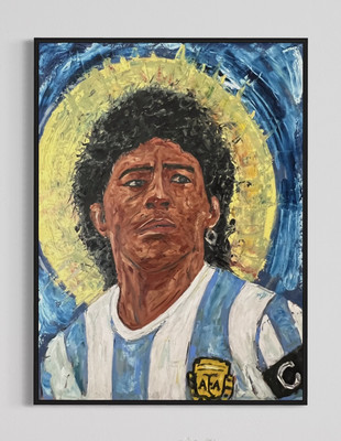 Daniel Pultorak Porträt Diego Maradona 2025 Kunst signiert gerahmt Öl