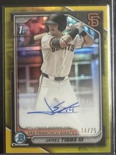 2024 Bowman Chrome Draft 1st Auto James Tibbs III Yellow Refractor /75 Giants