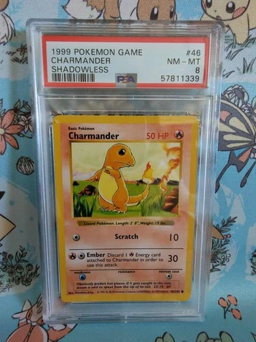 Charmander Shadowless 1999 Pokemon Card TCG Base Set 46/102 PSA 8 WOTC