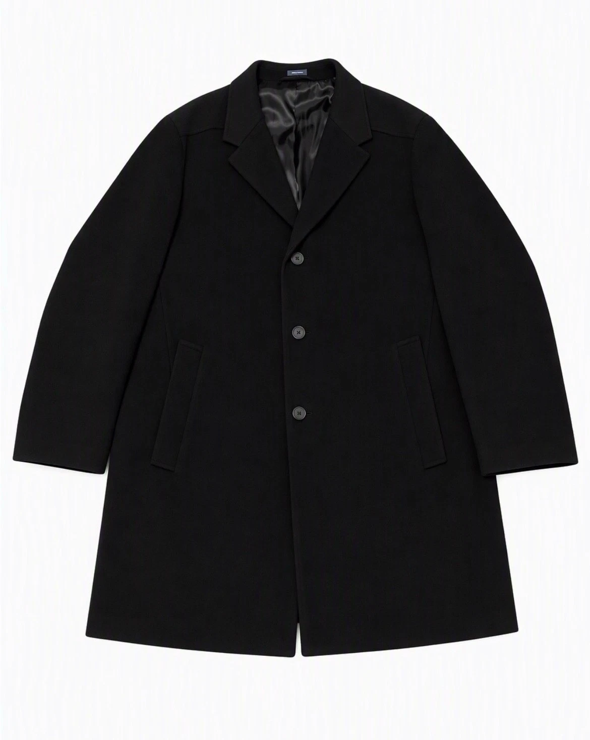 Men's Stafford Signature 52R Classic Fit Black Wool Blend Overcoat 3 Button - product detail image 2