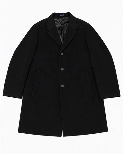 Men's Stafford Signature 52R Classic Fit Black Wool Blend Overcoat 3 Button image 2