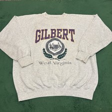 Vintage 80s Santee Gilbert West Virginia Crewneck Sweatshirt Gray XL USA Made