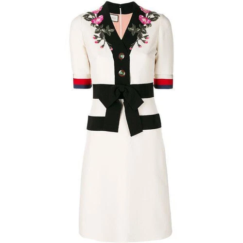 SPLENDIDO abito Gucci ricamato con bordo a nastro in faglia TG. 38 2 US